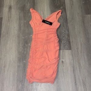 Bebe Mesh Off The Shoulder Chiffon Dress